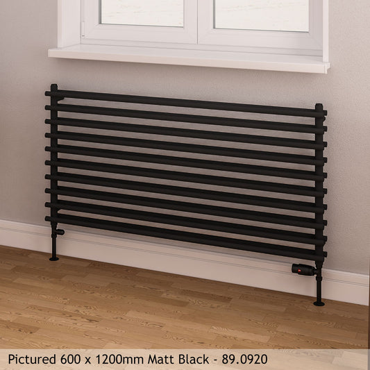 Eastbrook Murano Horizontal Electric Matt Black Designer Radiator 600mm x 1200mm