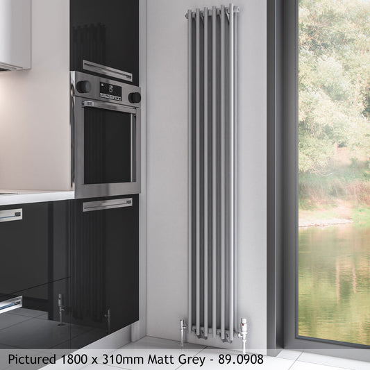 Eastbrook Murano Vertical Matt Black Designer Radiator 1800mm x 310mm