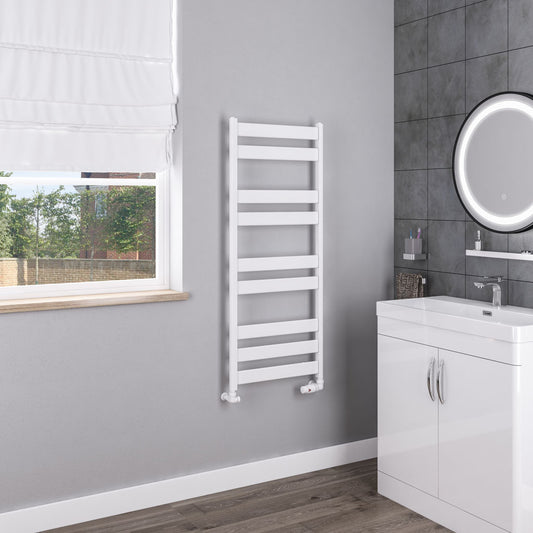 Eastbrook Pelago Matt White Aluminium Towel Rail 1200mm High x 500mm Wide