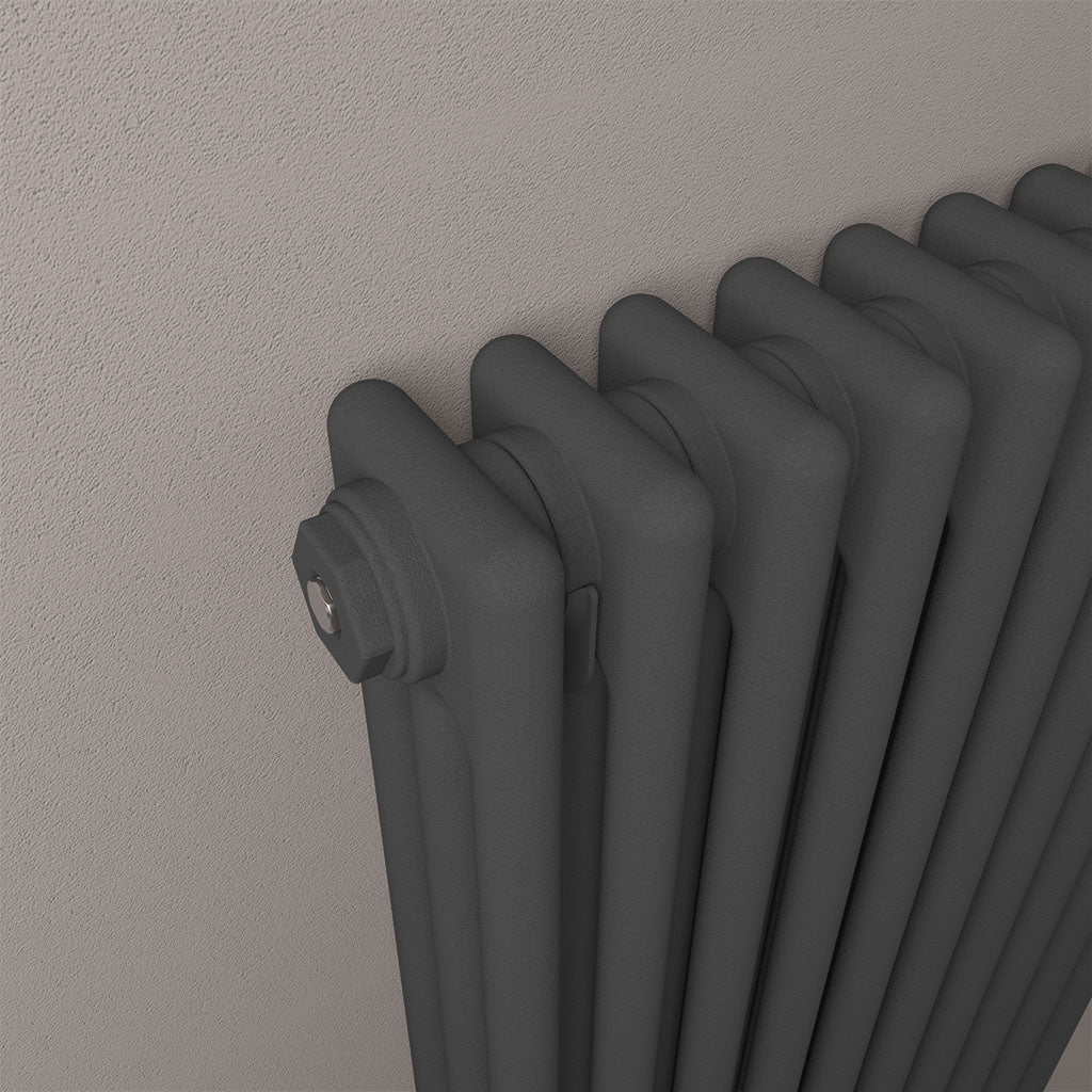 Eastbrook Rivassa Horizontal Matt Anthracite 3 Column Traditional Radiator 600mm x 833mm