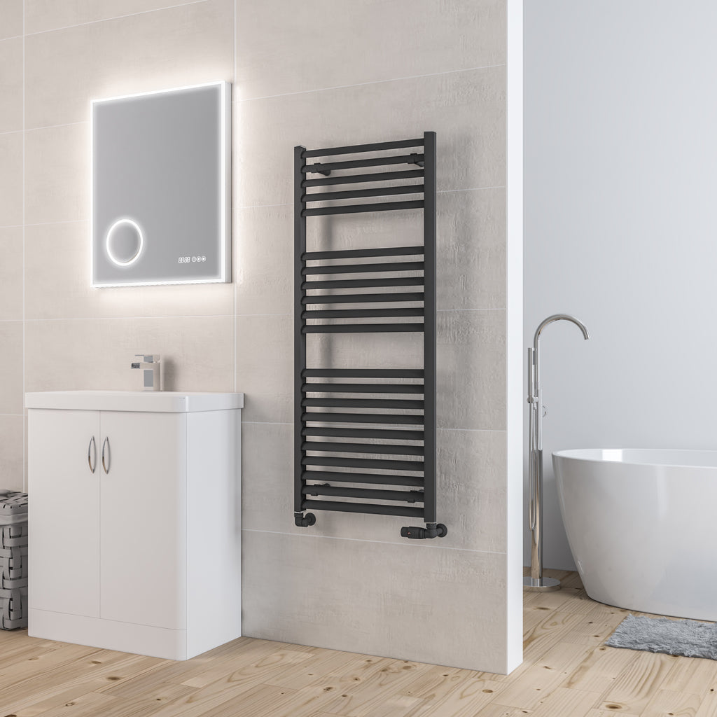 Eastbrook Velor Matt Anthracite Aluminium Towel Rail 1200mm High x 500mm Wide