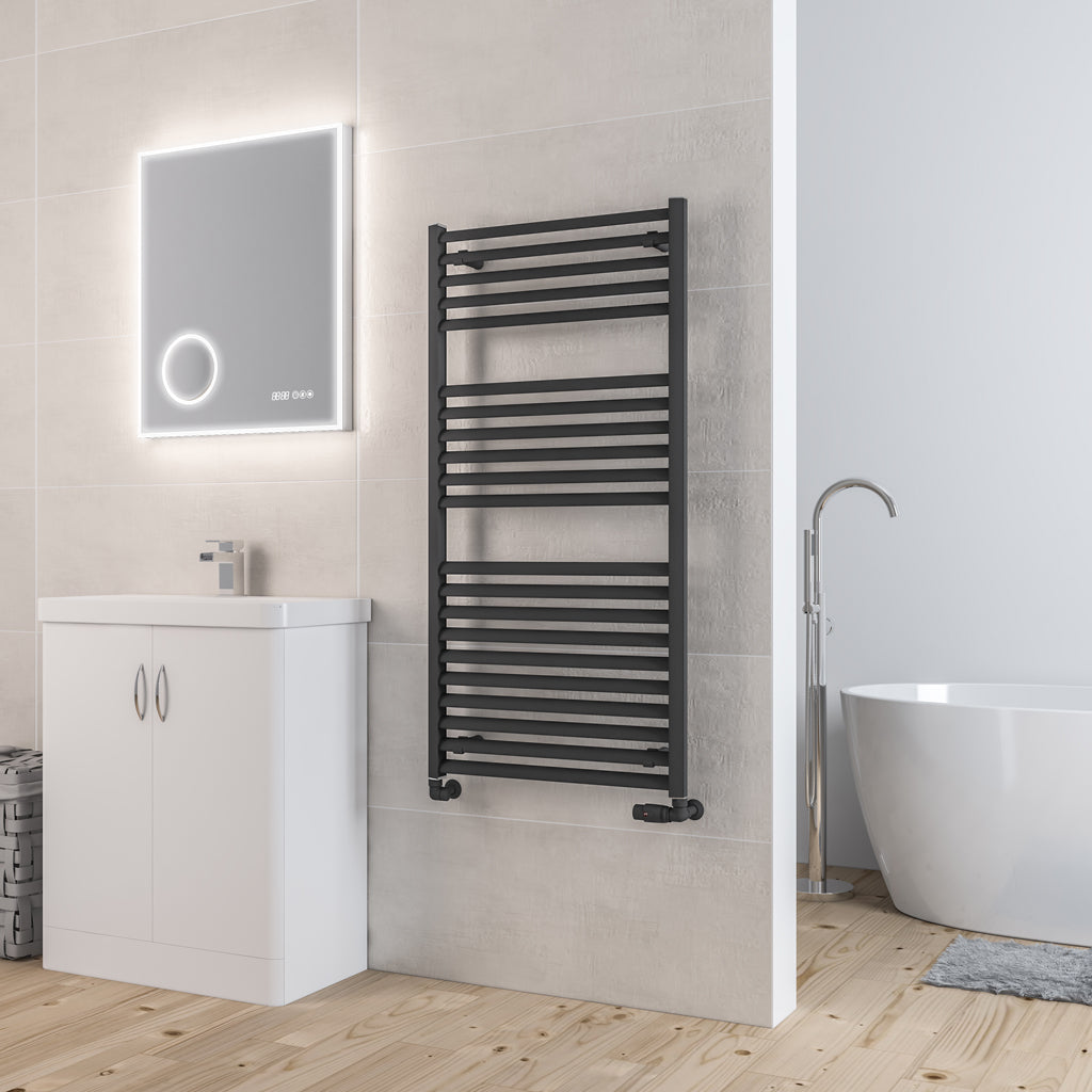 Eastbrook Velor Matt Anthracite Aluminium Towel Rail 1200mm High x 600mm Wide