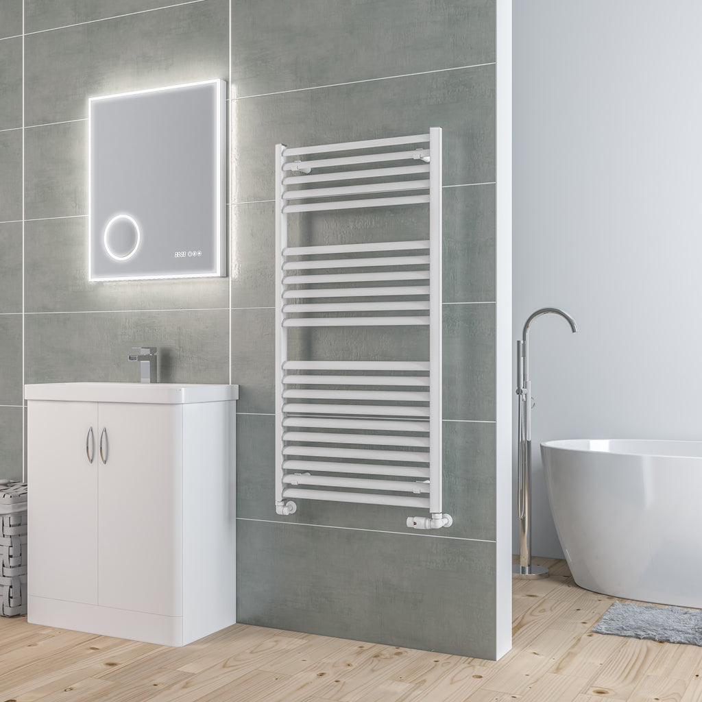 Eastbrook Velor Matt White Aluminium Towel Rail 1200mm High x 600mm Wide