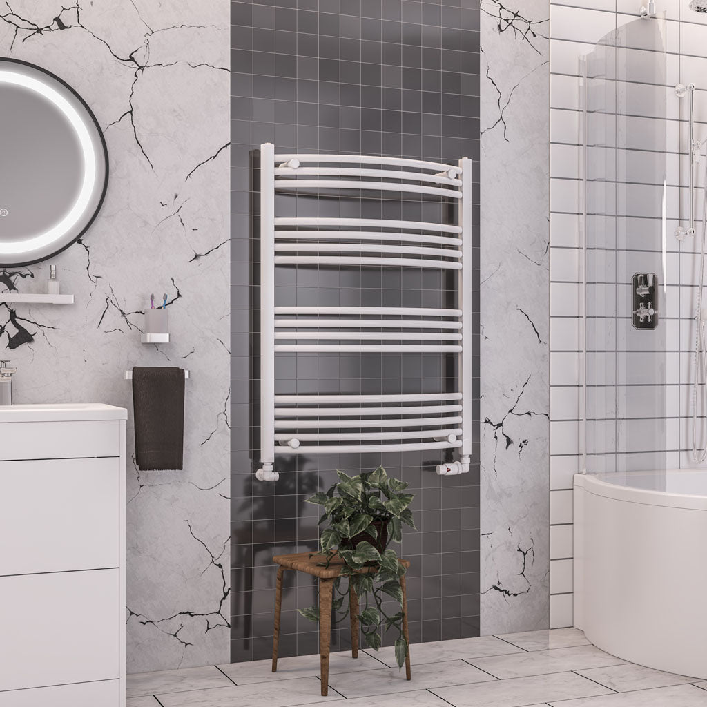 Eastbrook Wendover Electric ONLY Curved Gloss White Towel Rails - Various Sizes