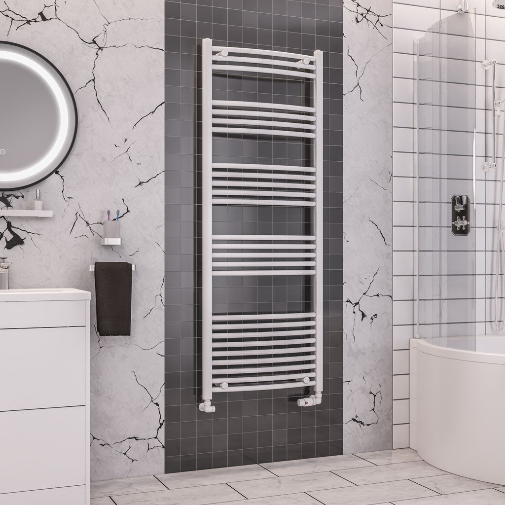 Eastbrook Wendover Electric ONLY Curved Gloss White Towel Rails - Various Sizes