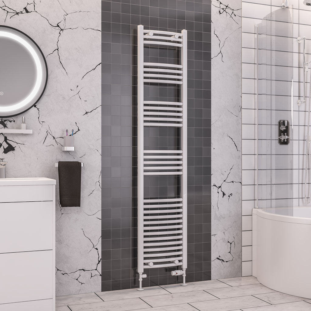 Eastbrook Wendover Electric ONLY Curved Gloss White Towel Rails - Various Sizes