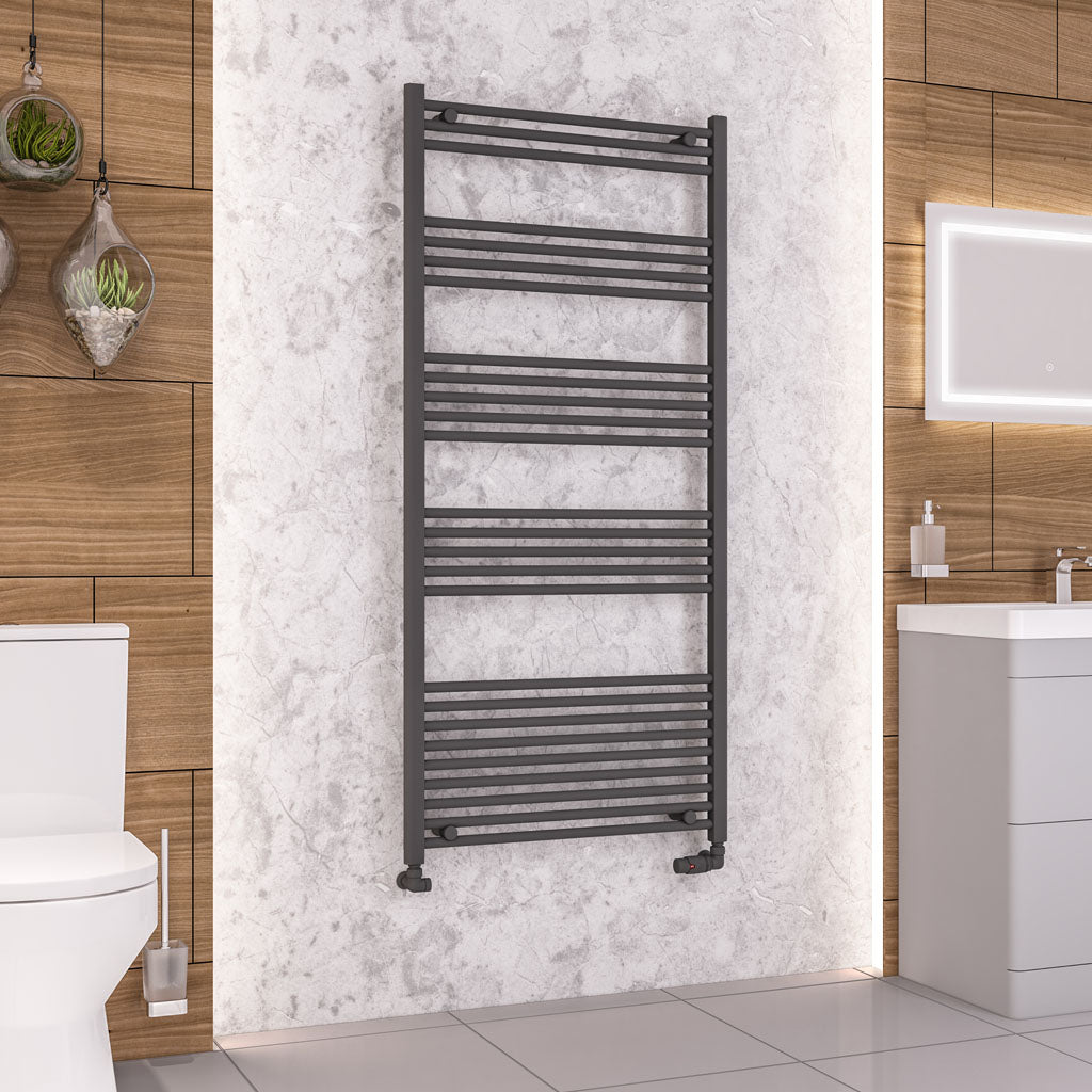 Eastbrook Wendover Straight Matt Anthracite Towel Rails - Various Sizes 1600mm x 750mm