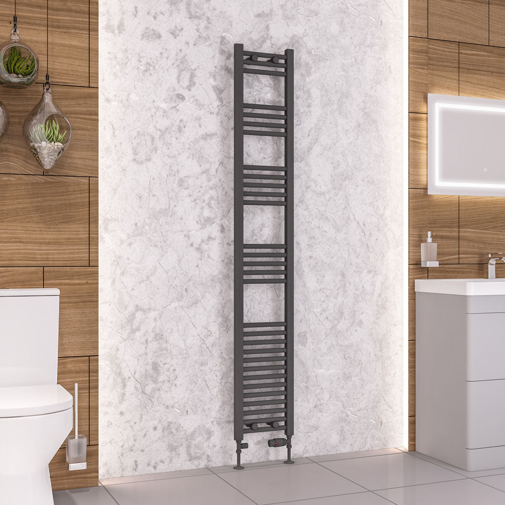 Eastbrook Wendover Straight Matt Anthracite Towel Rails - Various Sizes 1800mm x 300mm