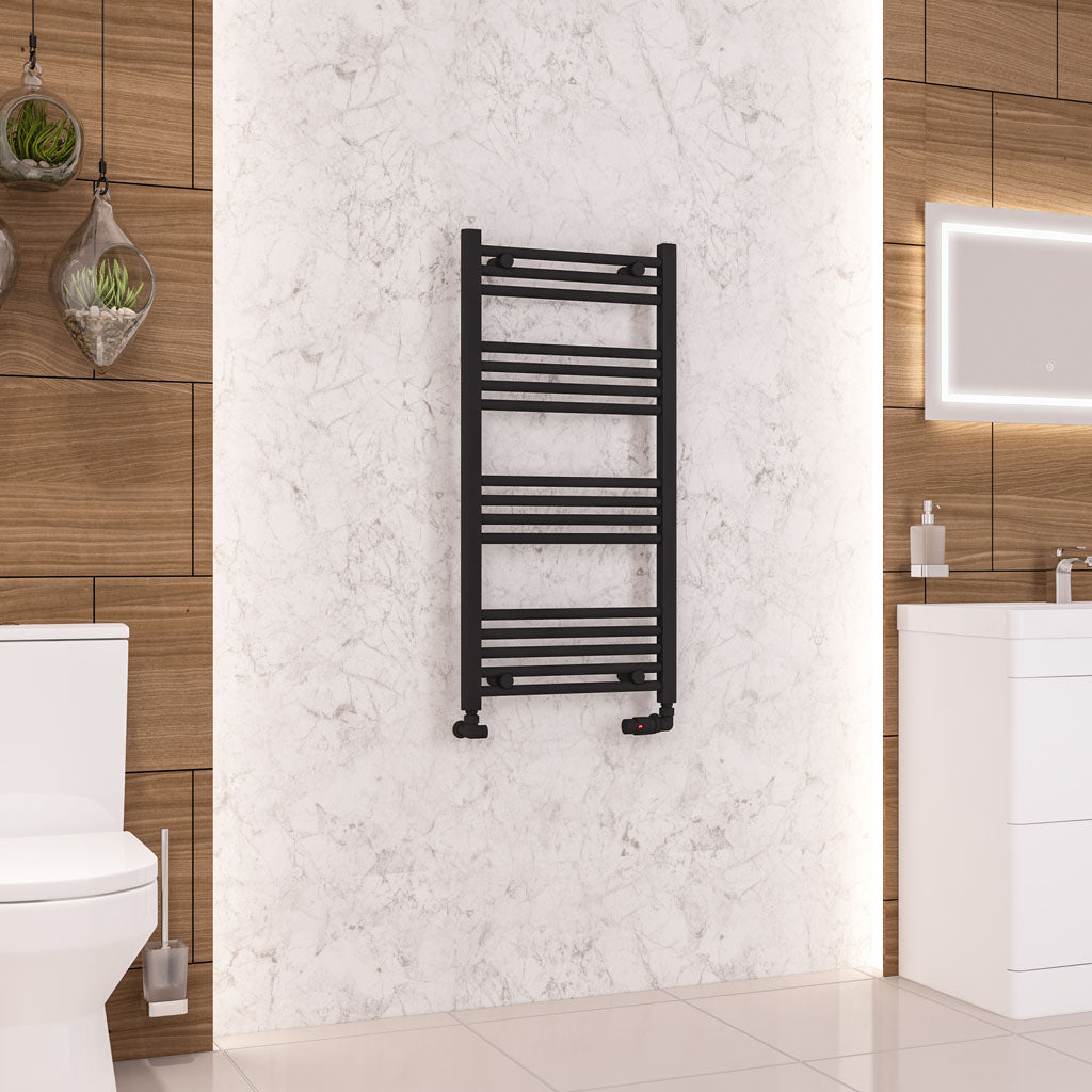 Eastbrook Wendover Straight Matt Black Towel Rails - Various Sizes 1000mm x 400mm