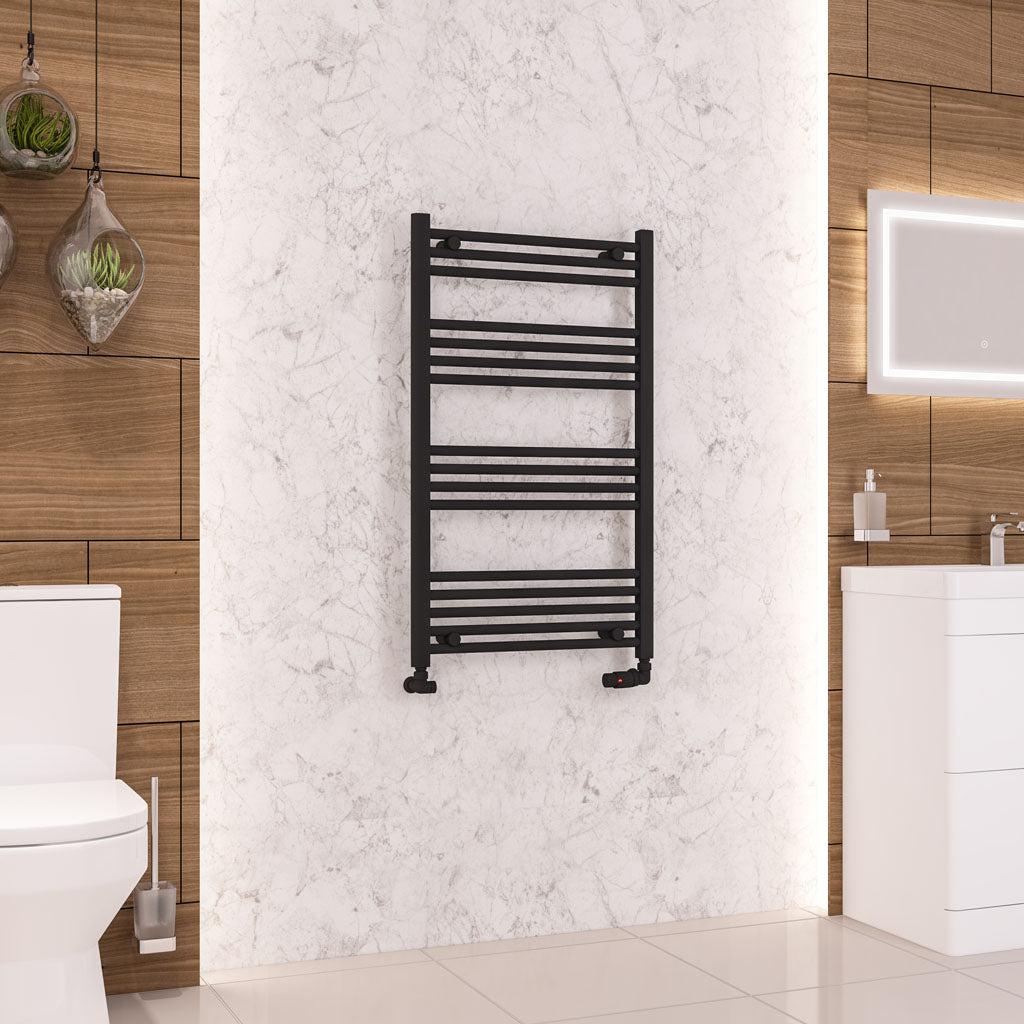 Eastbrook Wendover Straight Matt Black Towel Rails - Various Sizes 1000mm x 500mm