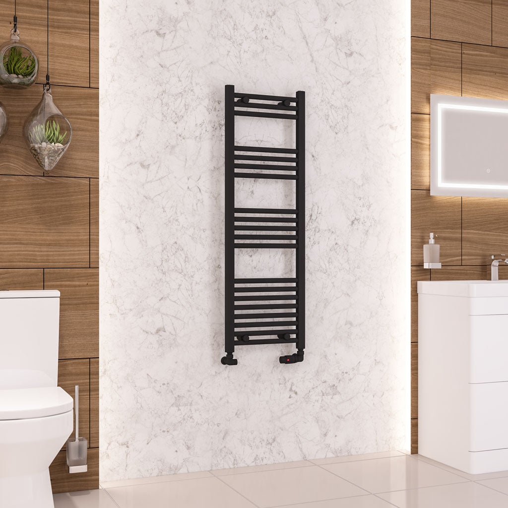 Eastbrook Wendover Straight Matt Black Towel Rails - Various Sizes 1200mm x 300mm