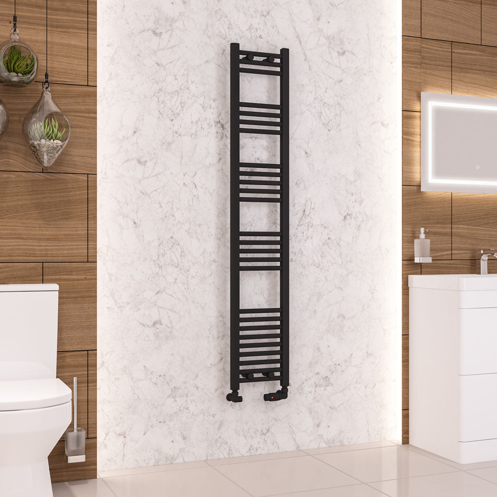 Eastbrook Wendover Straight Matt Black Towel Rails - Various Sizes 1400mm x 750mm