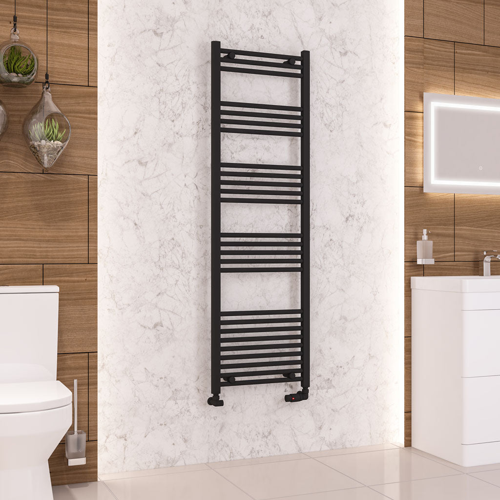 Eastbrook Wendover Straight Matt Black Towel Rails - Various Sizes 1600mm x 400mm