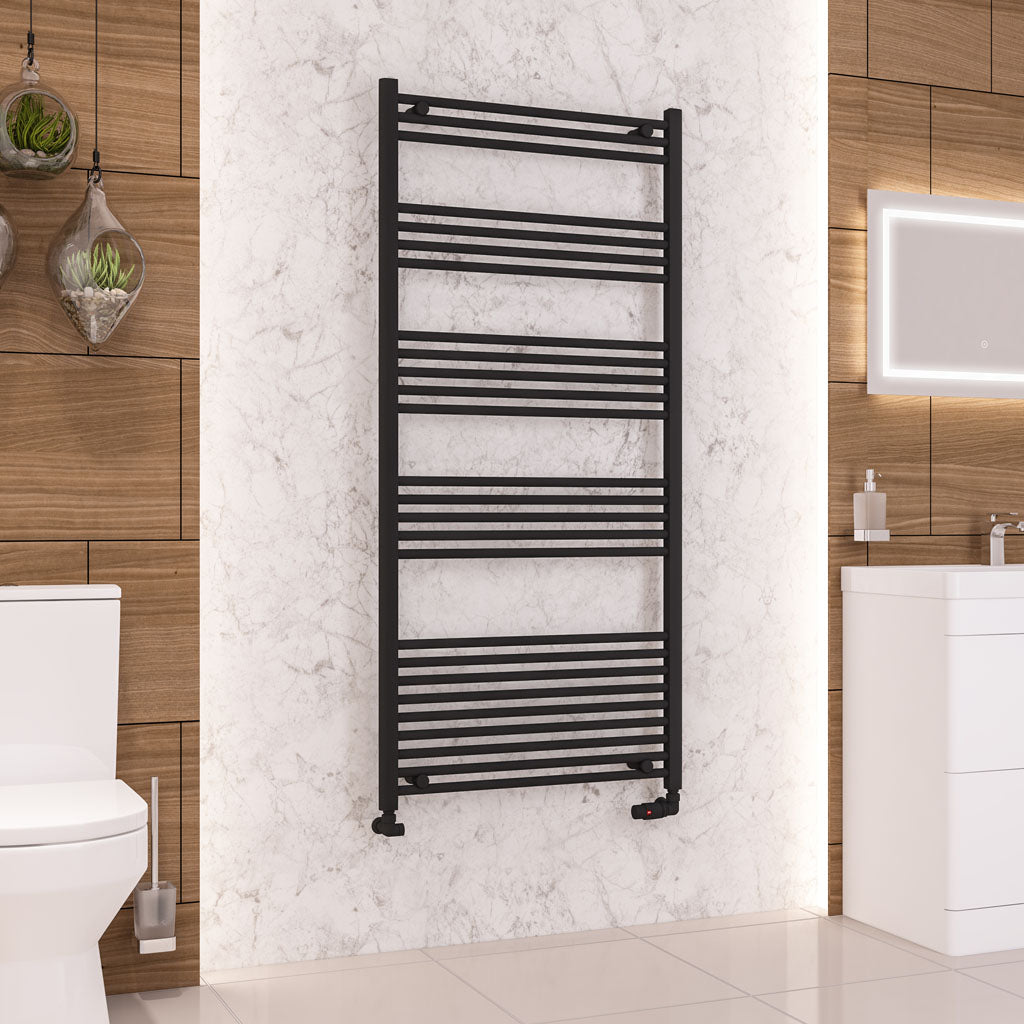 Eastbrook Wendover Straight Matt Black Towel Rails - Various Sizes 1600mm x 600mm