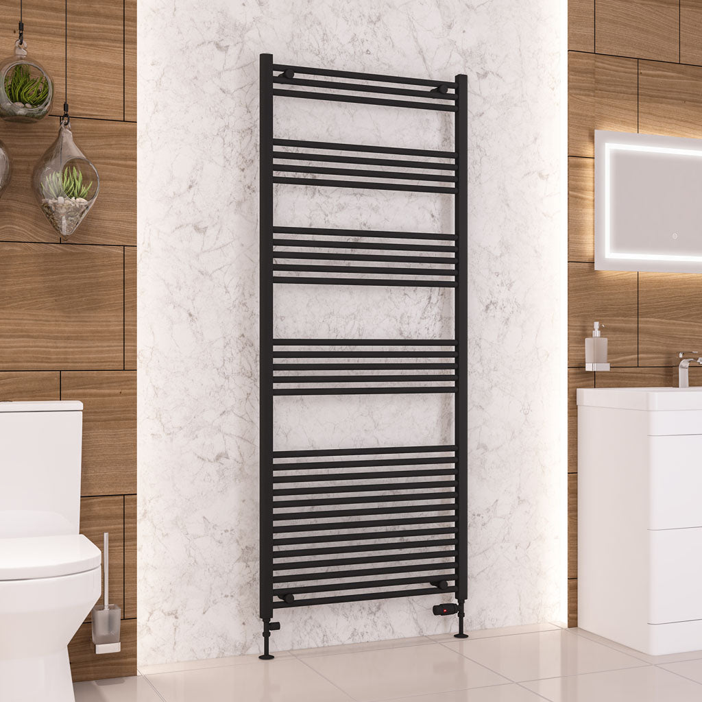 Eastbrook Wendover Straight Matt Black Towel Rails - Various Sizes 1800mm x 600mm