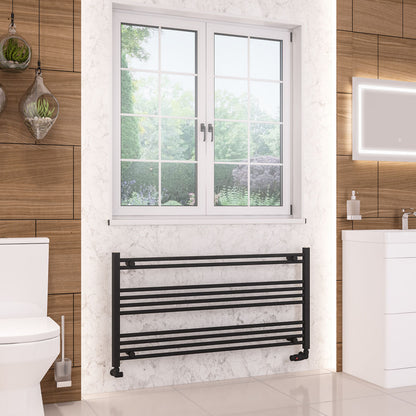 Eastbrook Wendover Straight Matt Black Towel Rails - Various Sizes 600mm x 1000mm