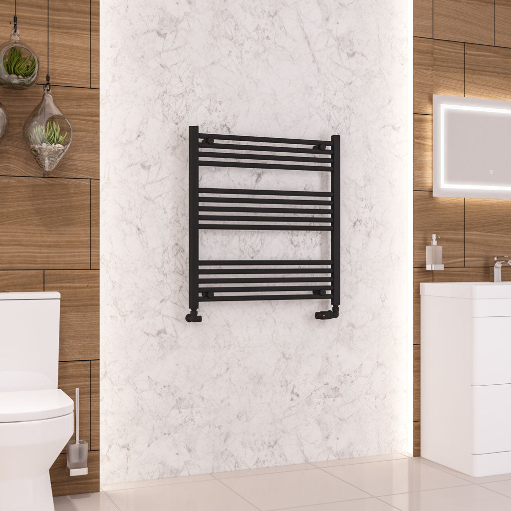 Eastbrook Wendover Straight Matt Black Towel Rails - Various Sizes 800mm x 600mm