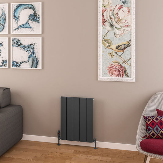 Eastbrook Withington Matt Anthracite Horizontal Aluminium Radiator 600mm High x 470mm Wide