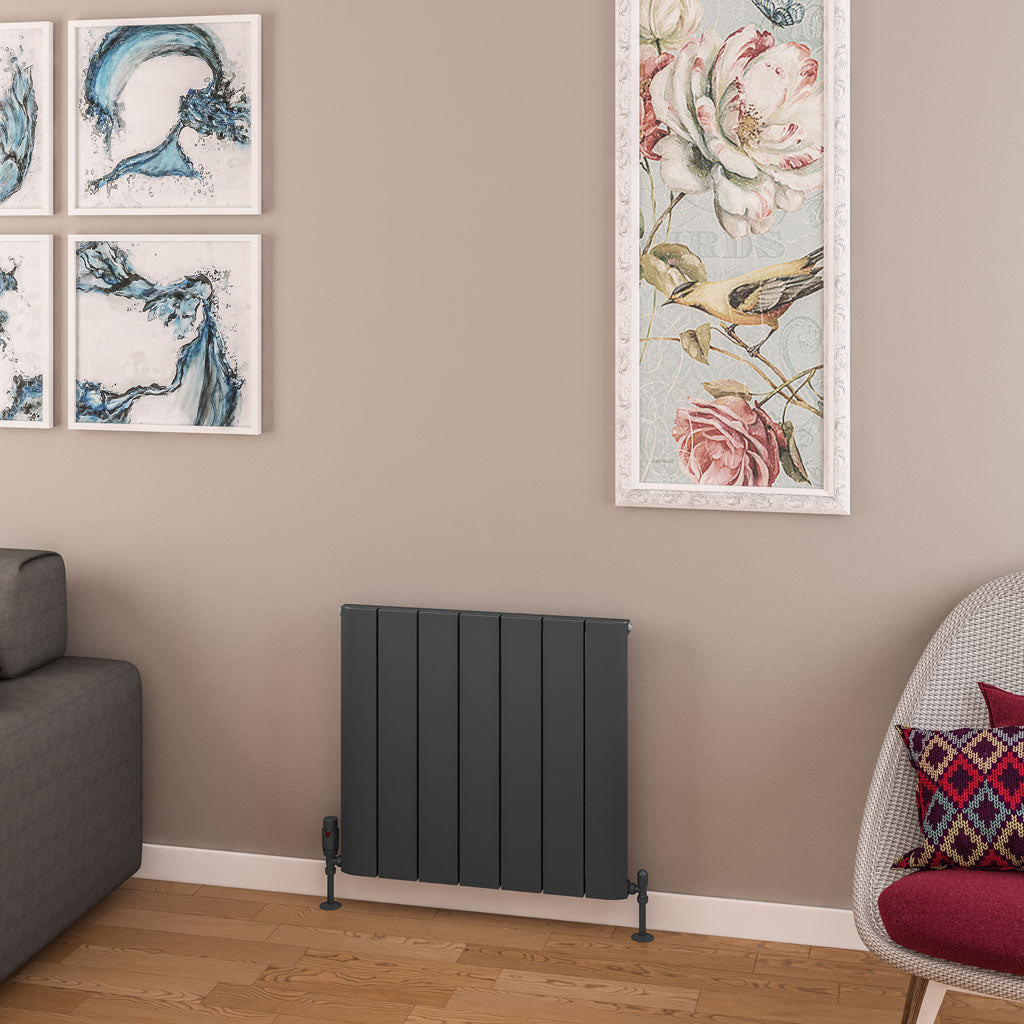 Eastbrook Withington Matt Anthracite Horizontal Aluminium Radiator 600mm High x 660mm Wide