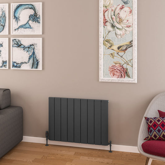 Eastbrook Withington Matt Anthracite Horizontal Aluminium Radiator 600mm High x 850mm Wide