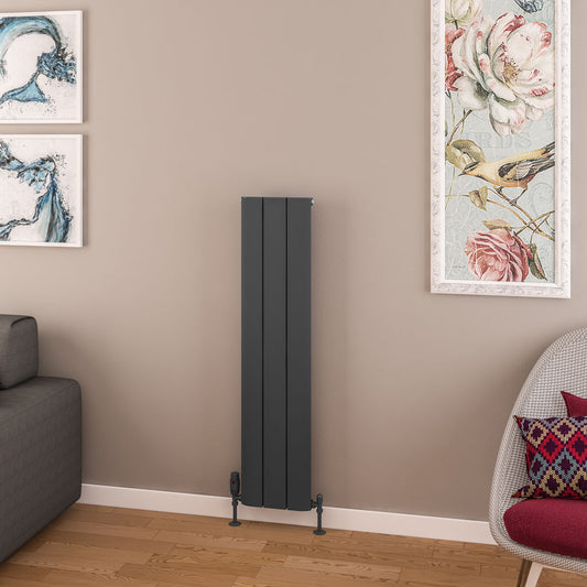 Eastbrook Withington Matt Anthracite Vertical Aluminium Radiator 1200mm High x 280mm Wide