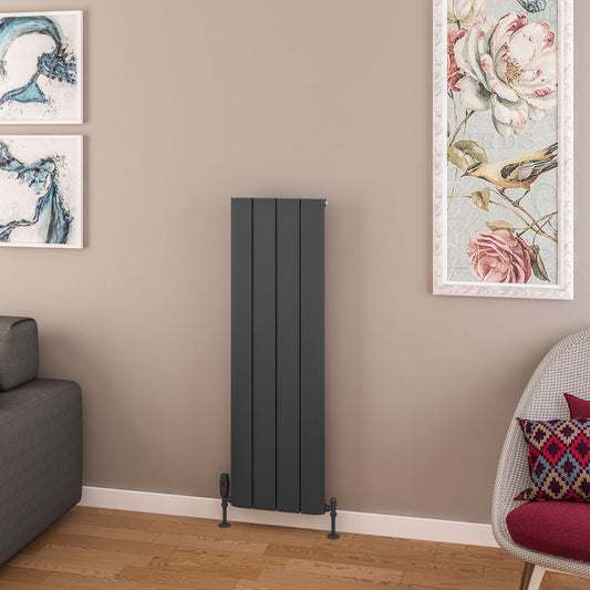 Eastbrook Withington Matt Anthracite Vertical Aluminium Radiator 1200mm High x 375mm Wide