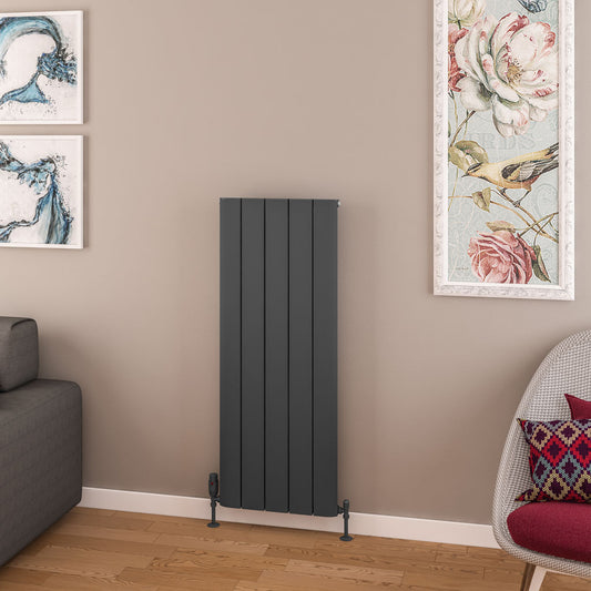 Eastbrook Withington Matt Anthracite Vertical Aluminium Radiator 1200mm High x 470mm Wide