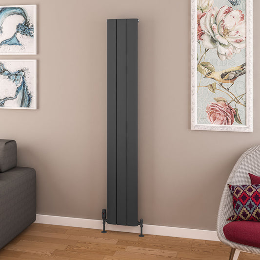 Eastbrook Withington Matt Anthracite Vertical Aluminium Radiator 1800mm High x 280mm Wide