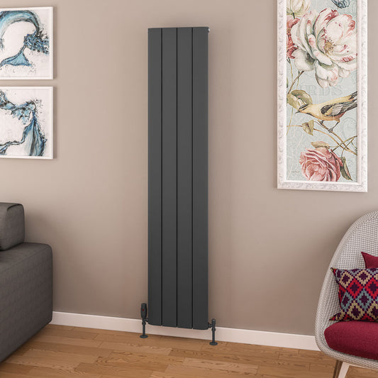 Eastbrook Withington Matt Anthracite Vertical Aluminium Radiator 1800mm High x 375mm Wide