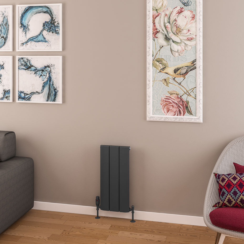 Eastbrook Withington Matt Anthracite Vertical Aluminium Radiator 600mm High x 280mm Wide