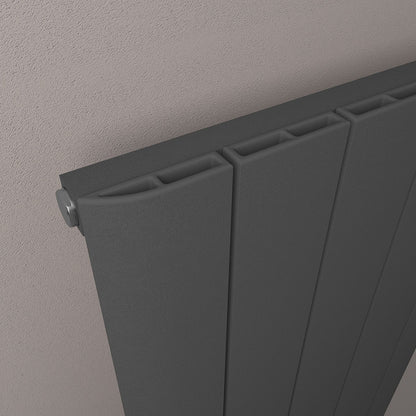 Eastbrook Withington Matt Anthracite Vertical Aluminium Radiator 600mm High x 280mm Wide Close Up Image