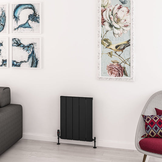 Eastbrook Withington Matt Black Horizontal Aluminium Radiator 600mm High x 470mm Wide