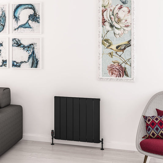 Eastbrook Withington Matt Black Horizontal Aluminium Radiator 600mm High x 660mm Wide