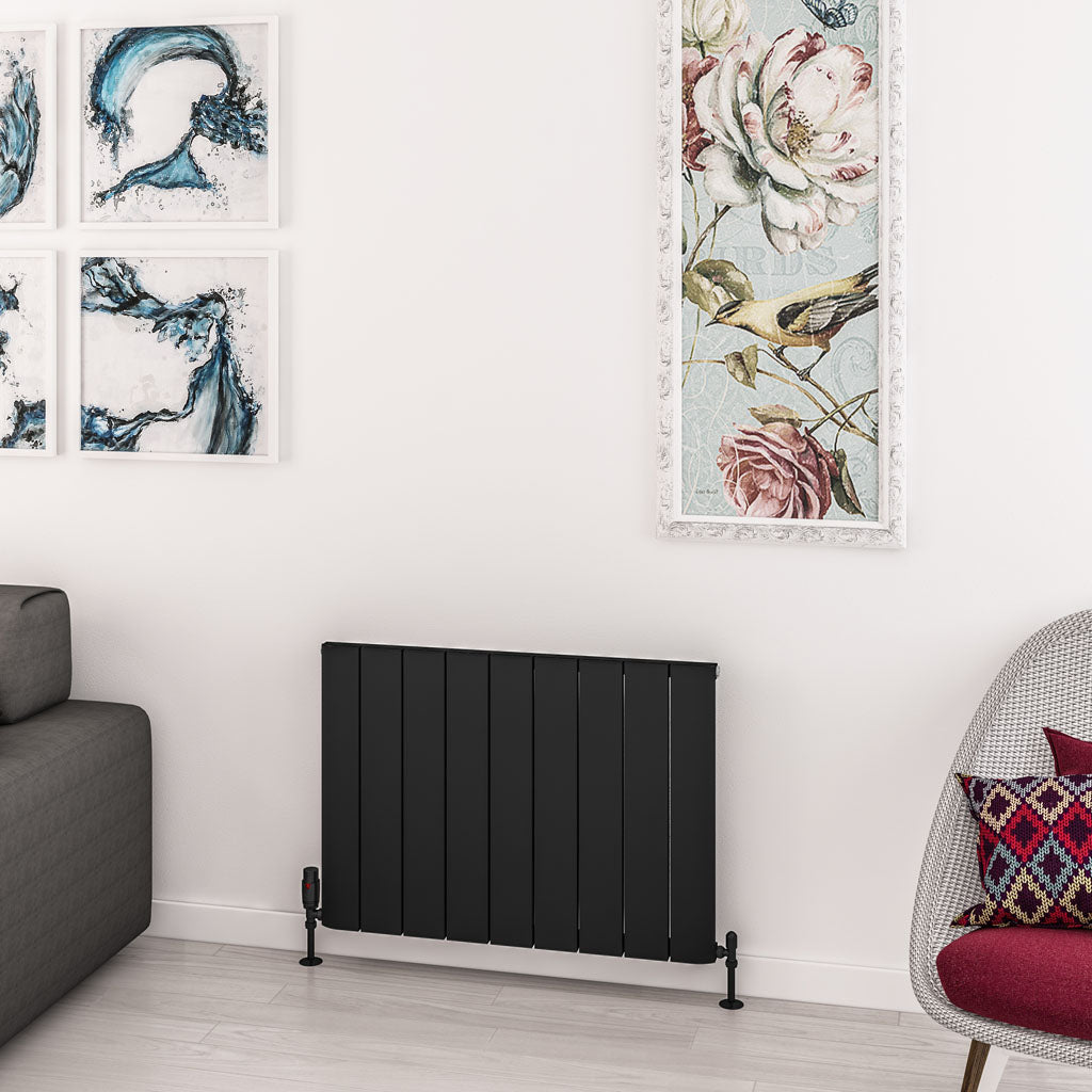 Eastbrook Withington Matt Black Horizontal Aluminium Radiator 600mm High x 850mm Wide