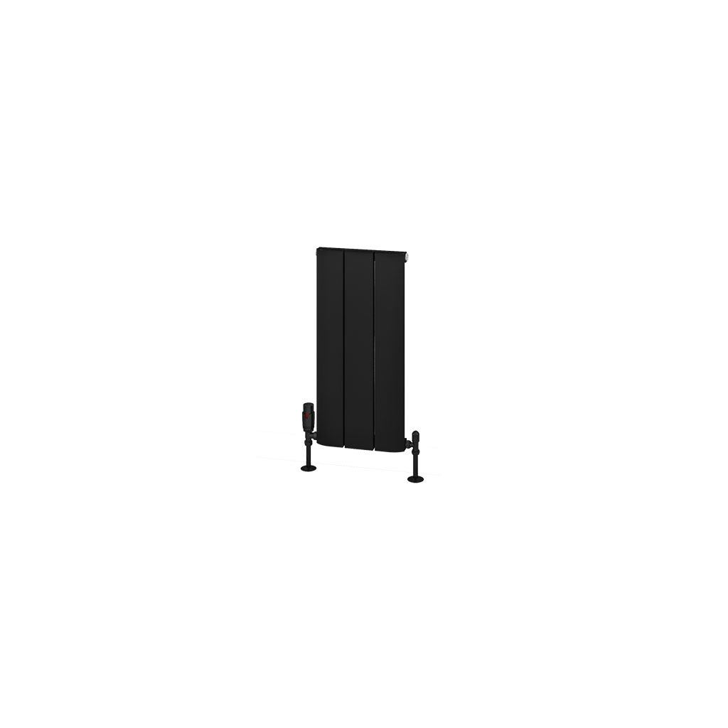 Eastbrook Withington Matt Black Vertical Aluminium Radiator 600mm High x 280mm Wide Cut Out Image