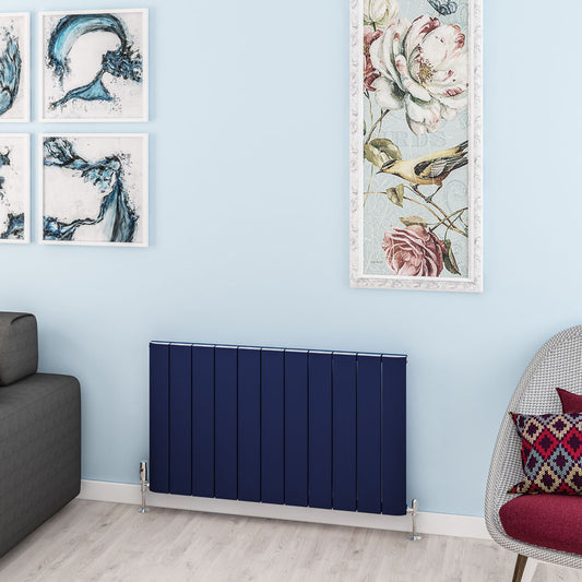 Eastbrook Withington Matt Cobalt Blue Horizontal Aluminium Radiator 600mm High x 1040mm Wide