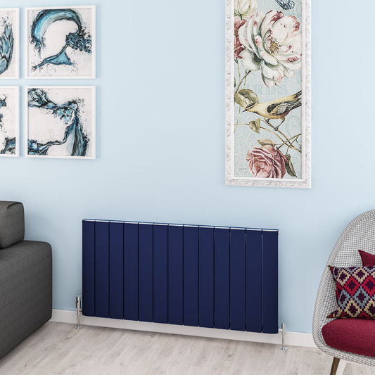 Eastbrook Withington Matt Cobalt Blue Horizontal Aluminium Radiator 600mm High x 1230mm Wide