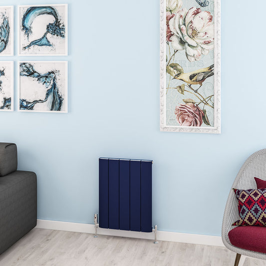 Eastbrook Withington Matt Cobalt Blue Horizontal Aluminium Radiator 600mm High x 470mm Wide