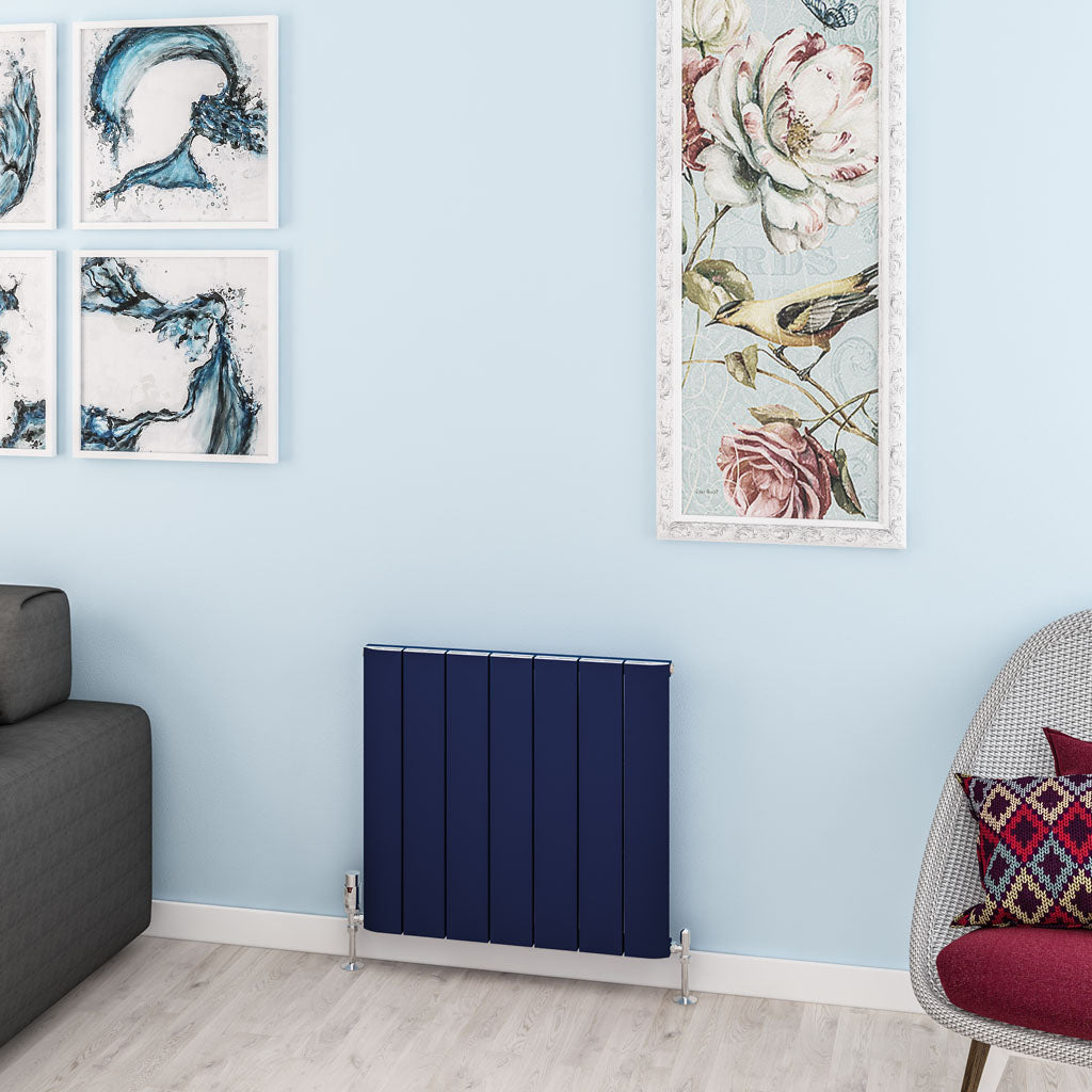 Eastbrook Withington Matt Cobalt Blue Horizontal Aluminium Radiator 600mm High x 660mm Wide