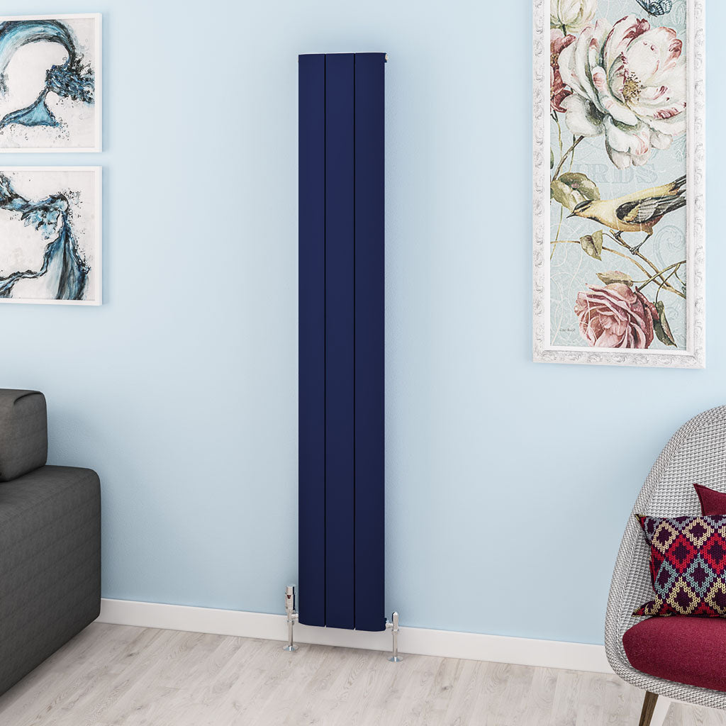 Eastbrook Withington Matt Cobalt Blue Vertical Aluminium Radiator 1800mm High x 280mm Wide