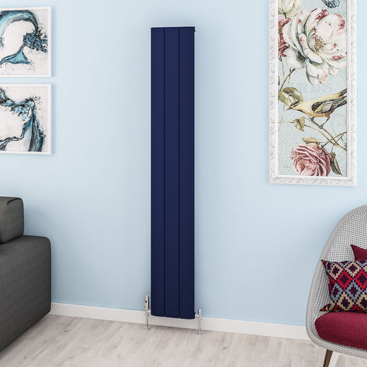 Eastbrook Withington Matt Cobalt Blue Vertical Aluminium Radiator 1800mm High x 280mm Wide