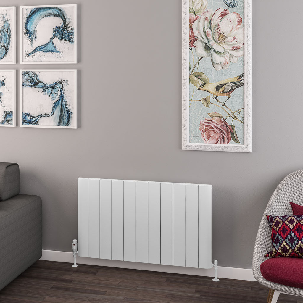 Eastbrook Withington Matt White Horizontal Aluminium Radiator 600mm High x 1040mm Wide