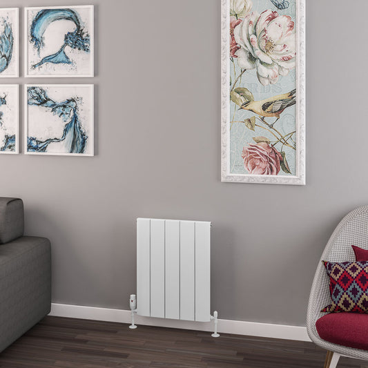 Eastbrook Withington Matt White Horizontal Aluminium Radiator 600mm High x 470mm Wide