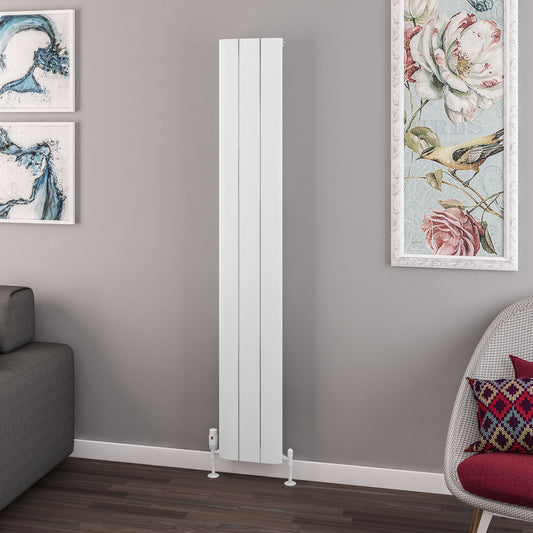 Eastbrook Withington Matt White Vertical Aluminium Radiator 1800mm High x 280mm Wide