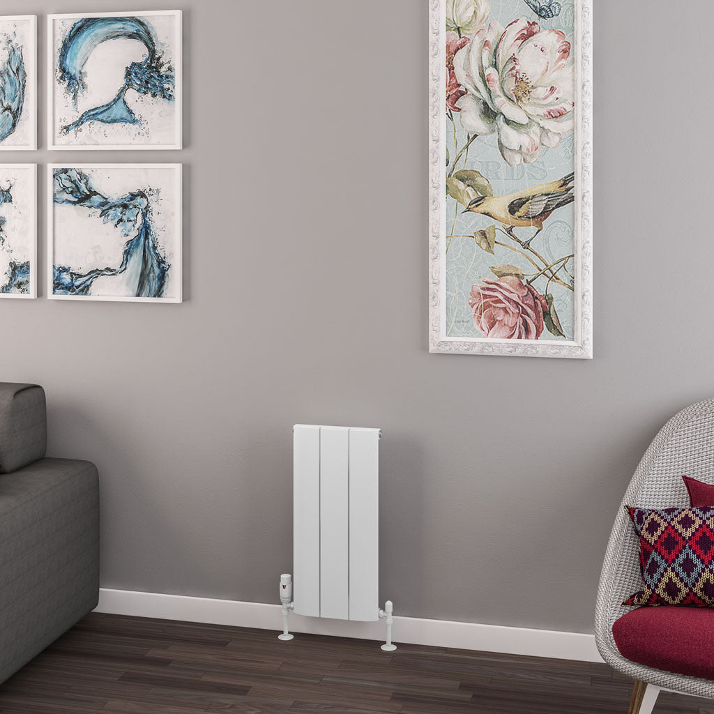 Eastbrook Withington Matt White Vertical Aluminium Radiator 600mm High x 280mm Wide