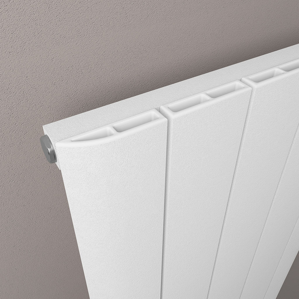 Eastbrook Withington Matt White Vertical Aluminium Radiator 600mm High x 280mm Wide Close Up Image