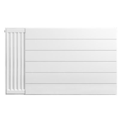 Eastbrook Gloss White Flat Panel Radiator Cover Plate With Lines 300mm High x 800mm Wide 25.5071