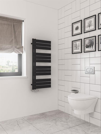 Eastbrook Helmsley Matt Black Designer Towel Rail 1150mm x 500mm 89.0640