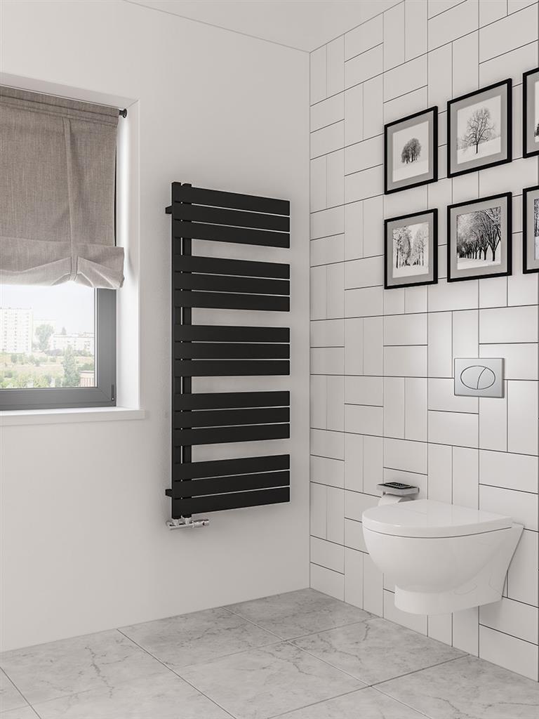 Eastbrook Helmsley Matt Black Designer Towel Rail 1400mm x 600mm 89.0643