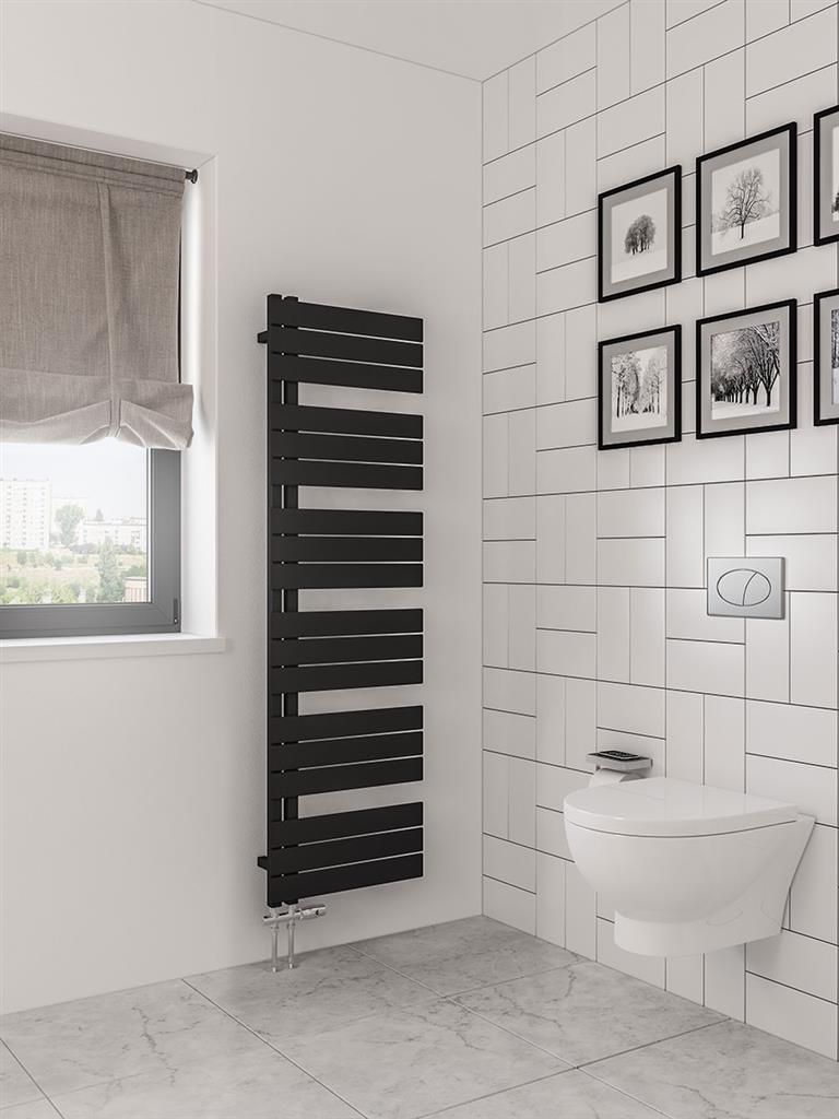 Eastbrook Helmsley Matt Black Designer Towel Rail 1640mm x 500mm 89.0644